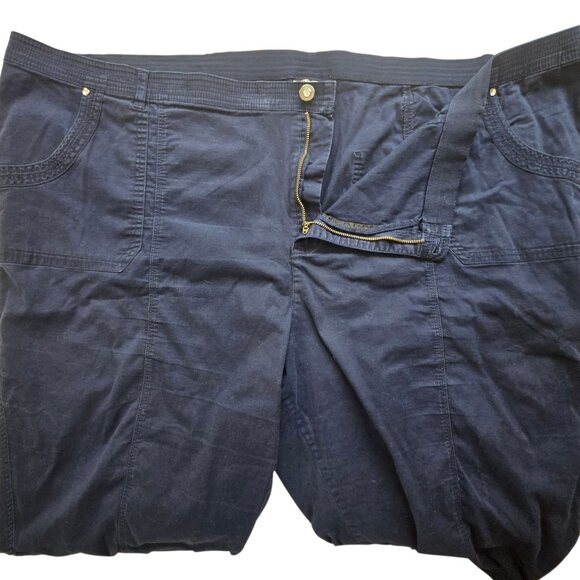 Catherines Plus Size 5X Navy Capri Pants Elastic Waist Drawstring Ankle Pockets - Picture 8 of 16